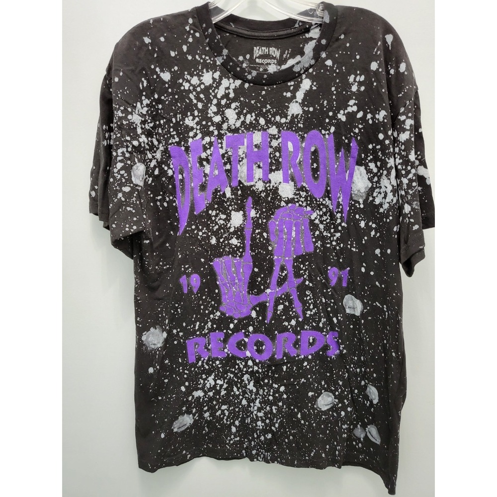 Death Row Records T-Shirt Mens M Black Hip Hop Grafitti Splatter